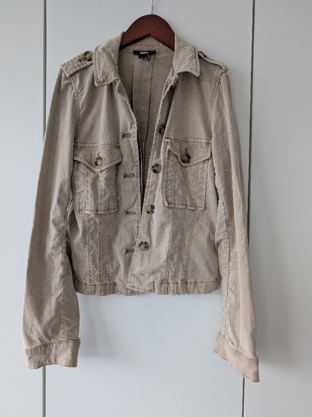 PAIGE Khaki Tan Lyocell Utility Military Scout Jacket Size XS